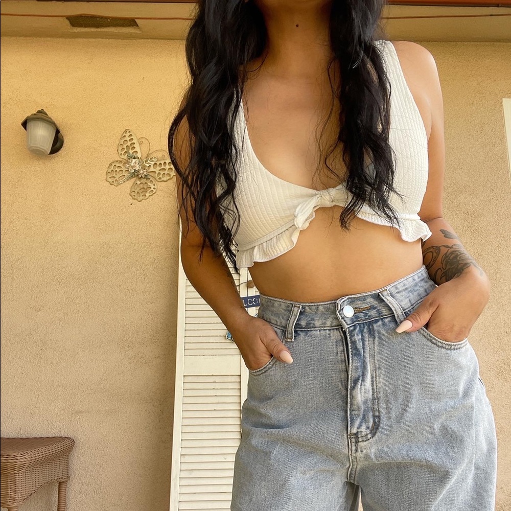 White Ruffled Top
